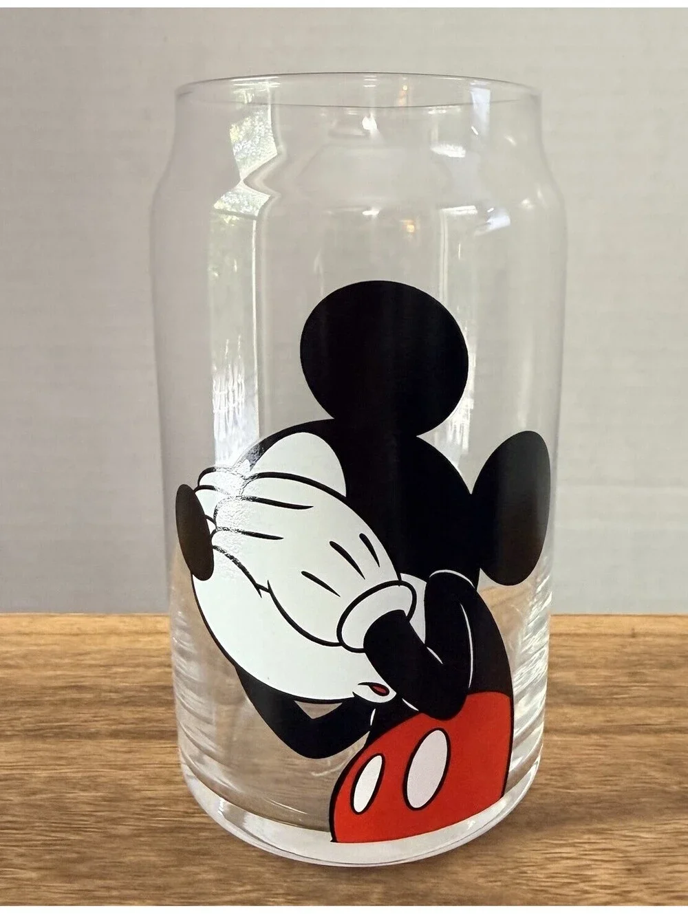 JoyJolt Disney Mickey Mouse Peek A Boo 16 oz Can Glass Tumbler Drinking Glass